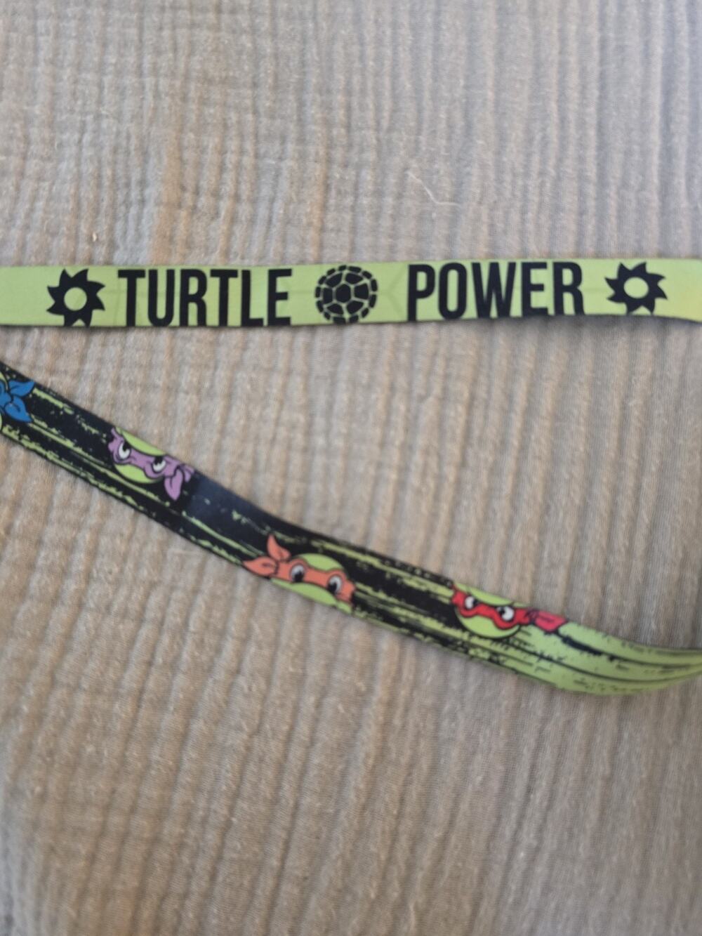 Vintage Teenage Mutant Ninja Turtle Power Cloth Lanyard Clasp Rare metal clasp